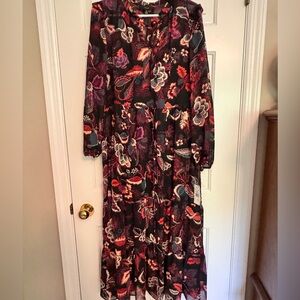 Elegant Floral Long Sleeve Maxi Dress